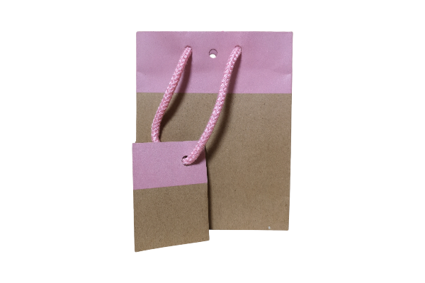 Petit sac kraft, Pochette cadeau kraft et rose